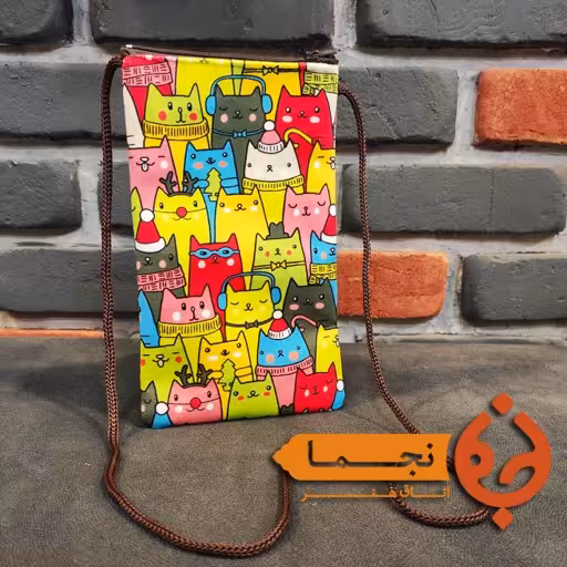 کیف موبایل مخمل کوبیده طرح گربه کد D28