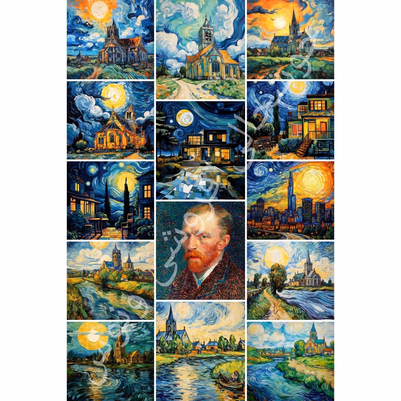 پک استیکر ونگوگ شب پر ستاره ( برش خورده و خاص ) مناسب انواع سطوح