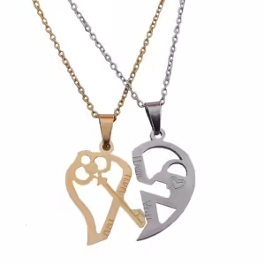 گردنبند دو تکه یا گردنبند دوستی مدل قلب و قفل