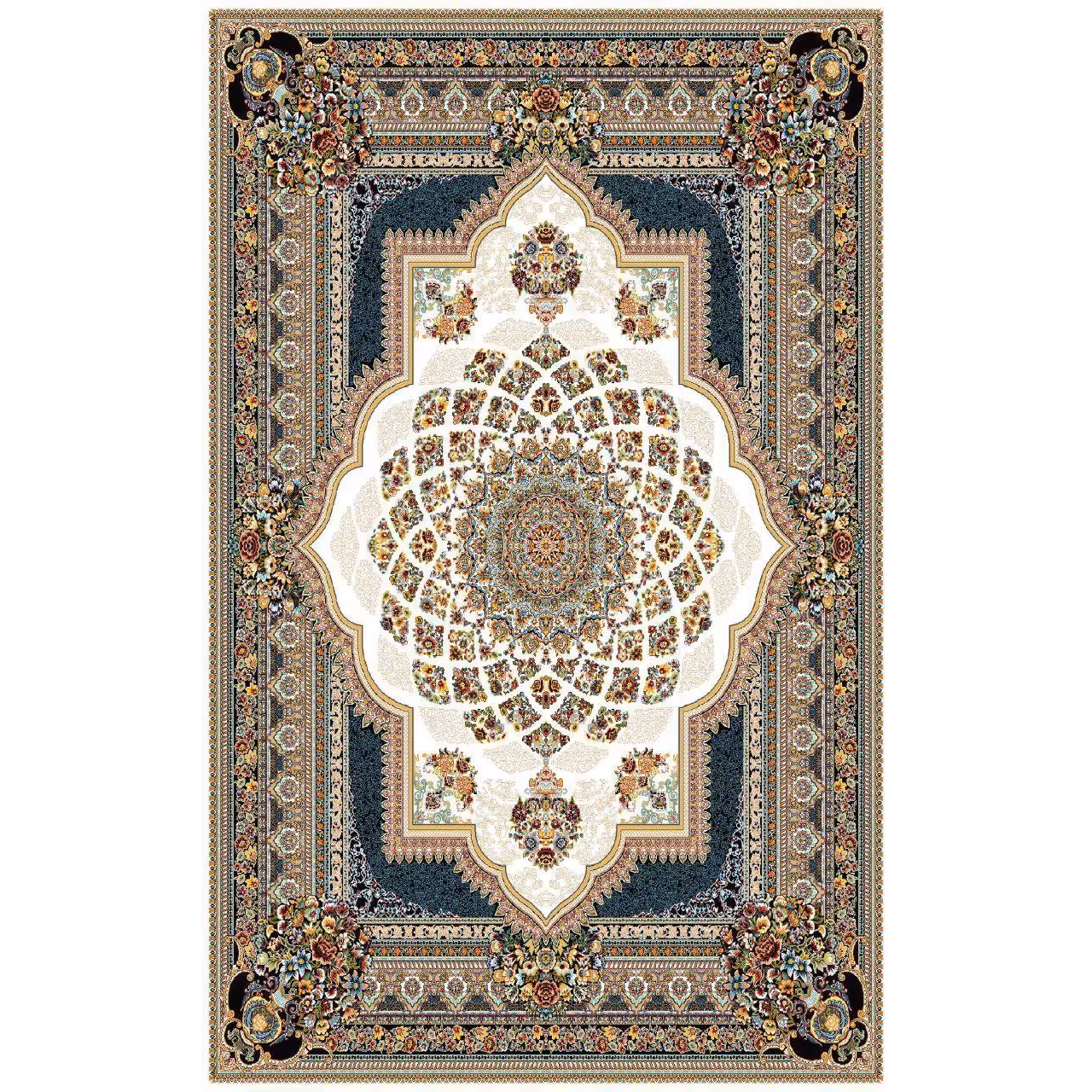 فرش نقش دایانا کرم رنگ 700 شانه 12 متری