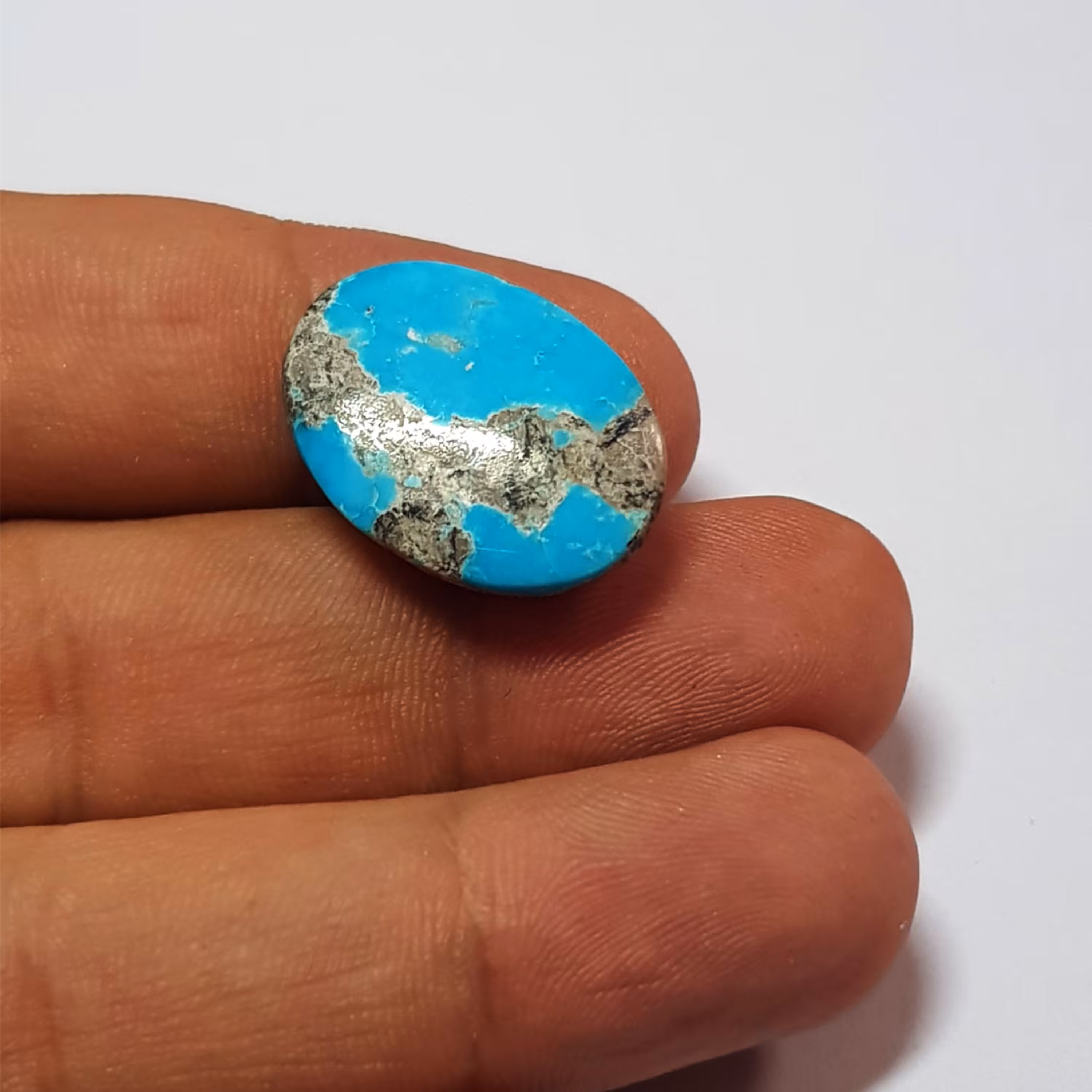 فیروزه شجر نیشابور   آبی آسمانی خوش طبع تراش بیضی کد 826