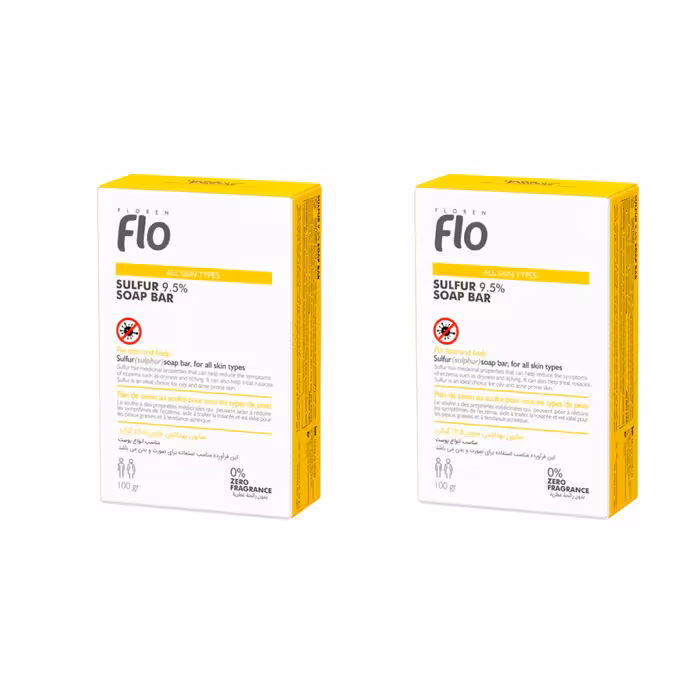صابون گوگرد فلو مدل ضد قارچ و باکتری وزن 100 گرم مجموعه 2 عددی