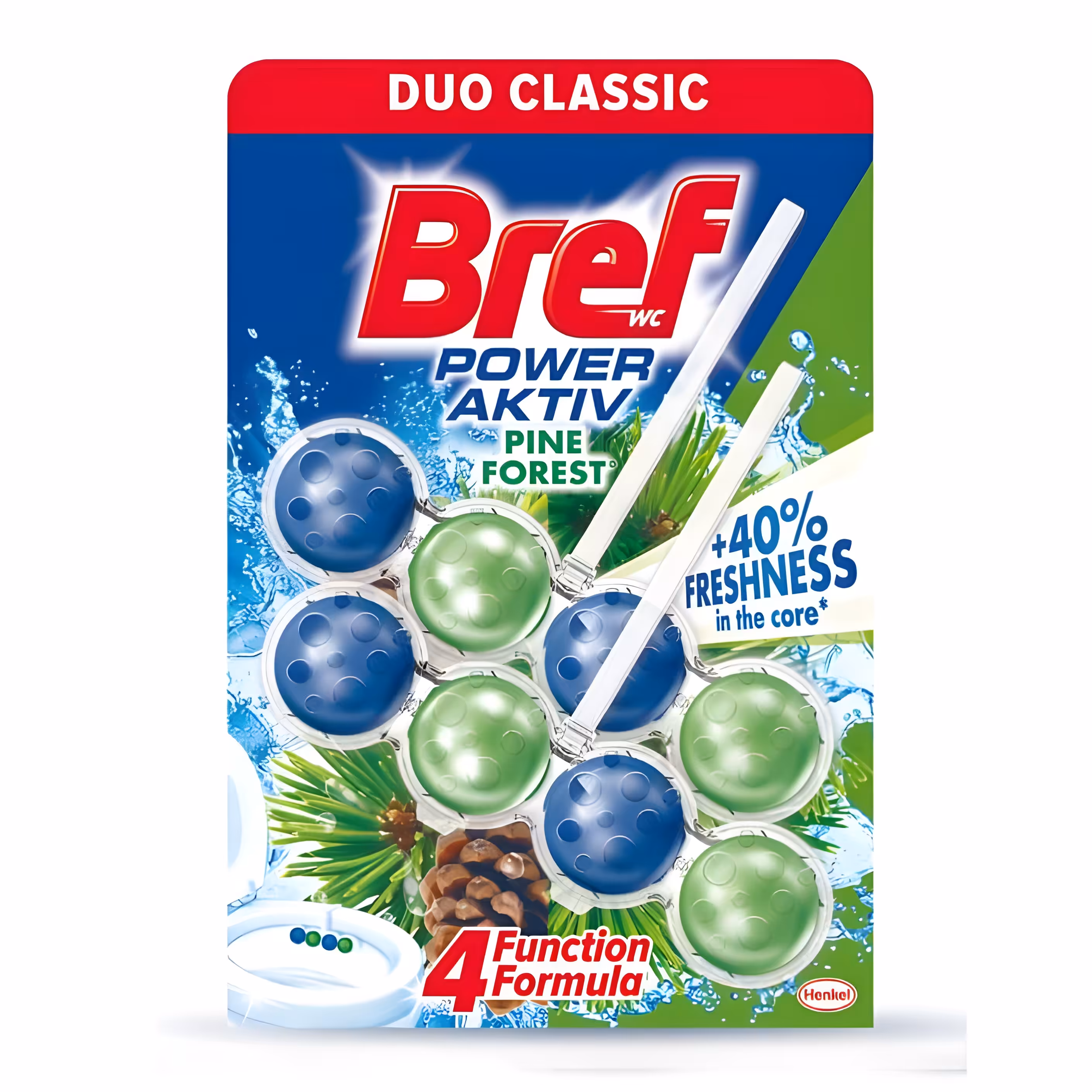 خوشبو کننده و ضدعفونی توالت فرنگی توپی برف Bref با رایحه درخت کاج 8 عددی