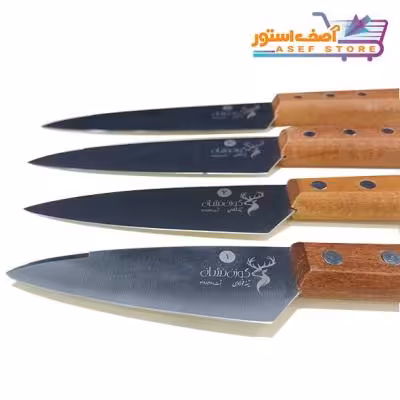 کارد آشپزخانه تیغه فولادی گوزن نشان در 4سایز
