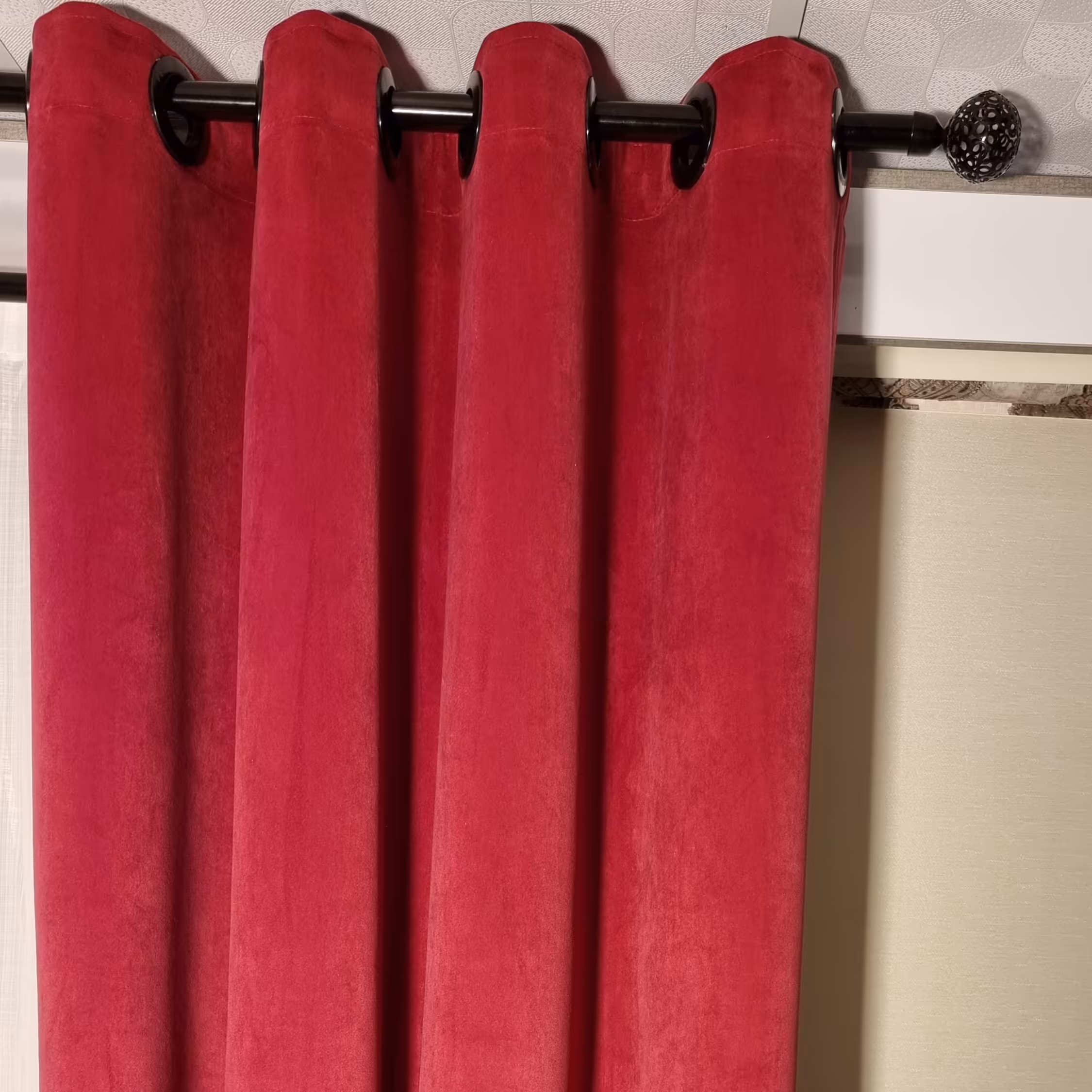 پرده آماده مخمل کالیفرنیا رنگ سرخابی ابعاد 140×275 کد55  