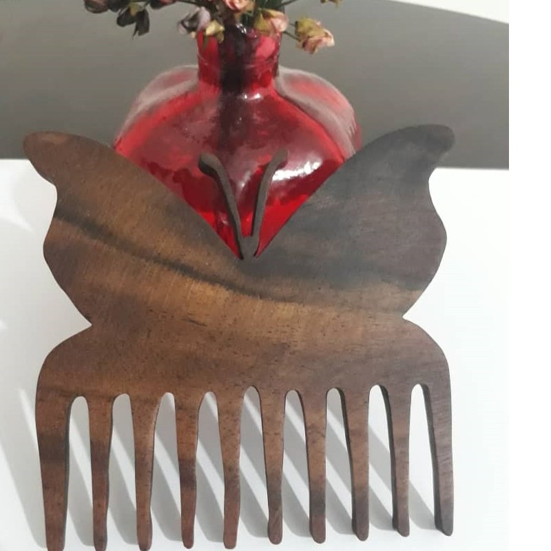 شانه چوبی تزئینی طرح پروانه