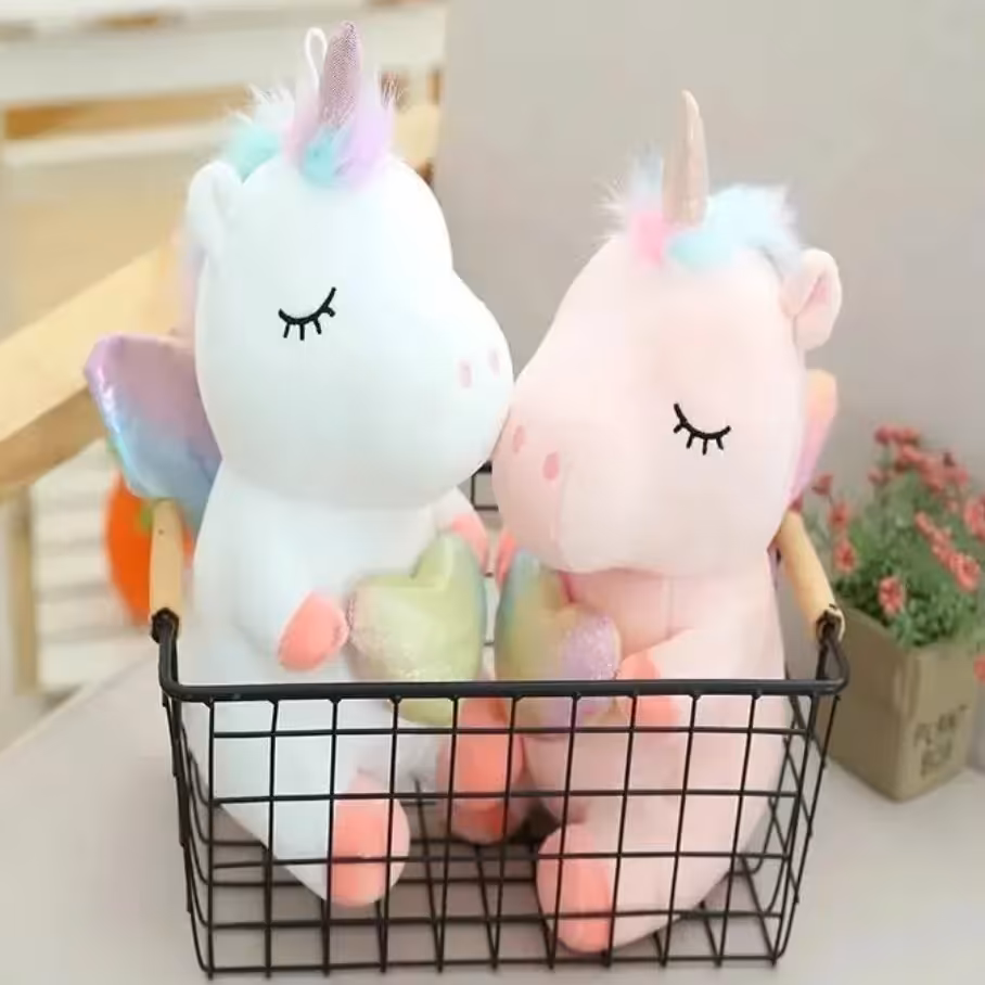 عروسک پولیشی اسب تک شاخ بزرگ، یونیکورن فرشته قلب به دست  اورجینال