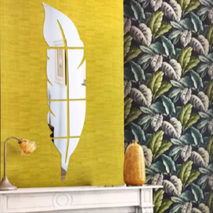 طرح آینه مات دیواری مدل پر 6 تکه رنگ  طلایی و نقره ای