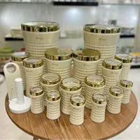 سرویس آشپزخانه 18 پارچه MGS ام جی اس مدل کریستالی رنگ کرم درب طلایی