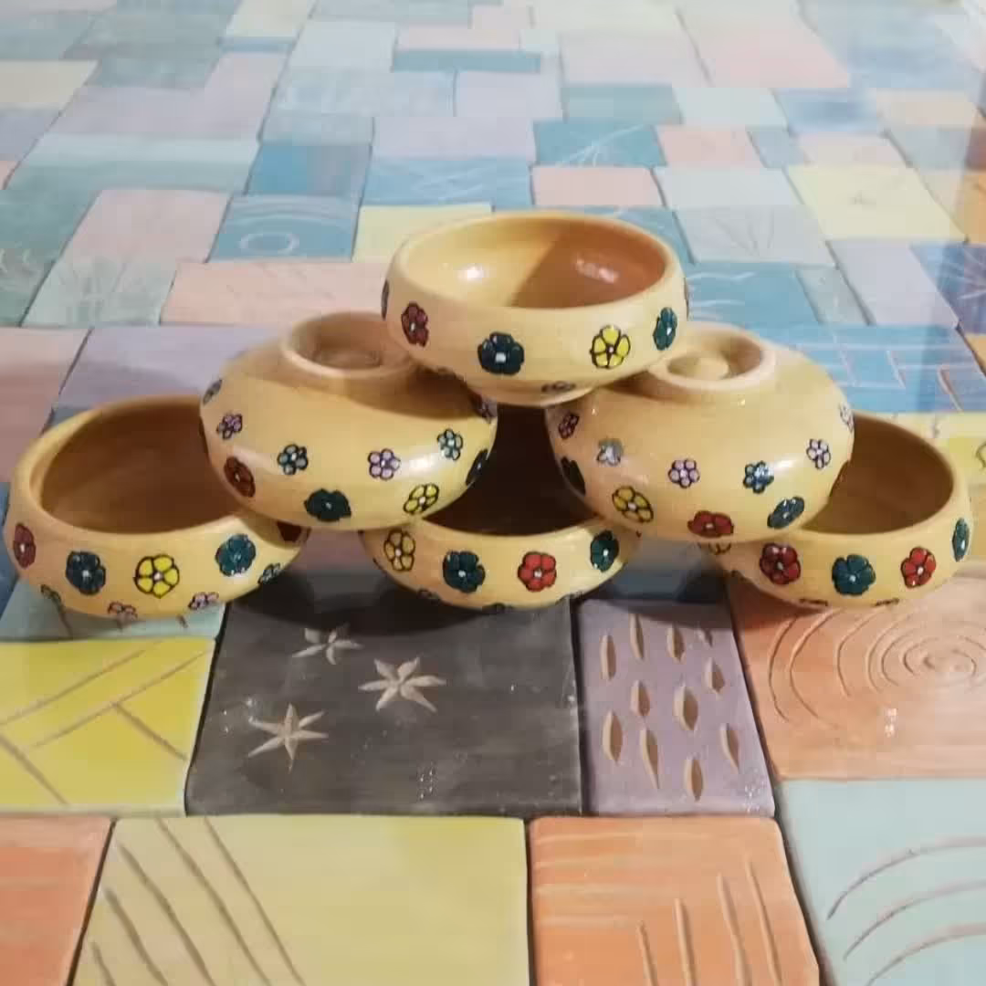 سالاد خوری سفالی طرح مینا