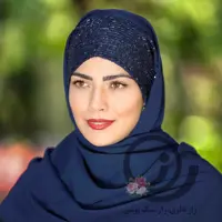 هدشال مجلسی کرپ حریر پولکی سرمه ای رازگالری