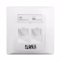فیس پلیت شبکه 2 پورت 45 درجه شاتردار کی نت پلاس KP-N1141
