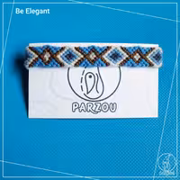 دستبند بافت پنج رنگ آبی و قهوه ای