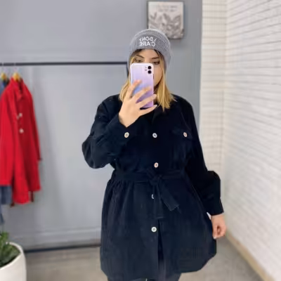 مانتو اسپرت زنانه شکت مخمل کبریتی مدل دوجیب
