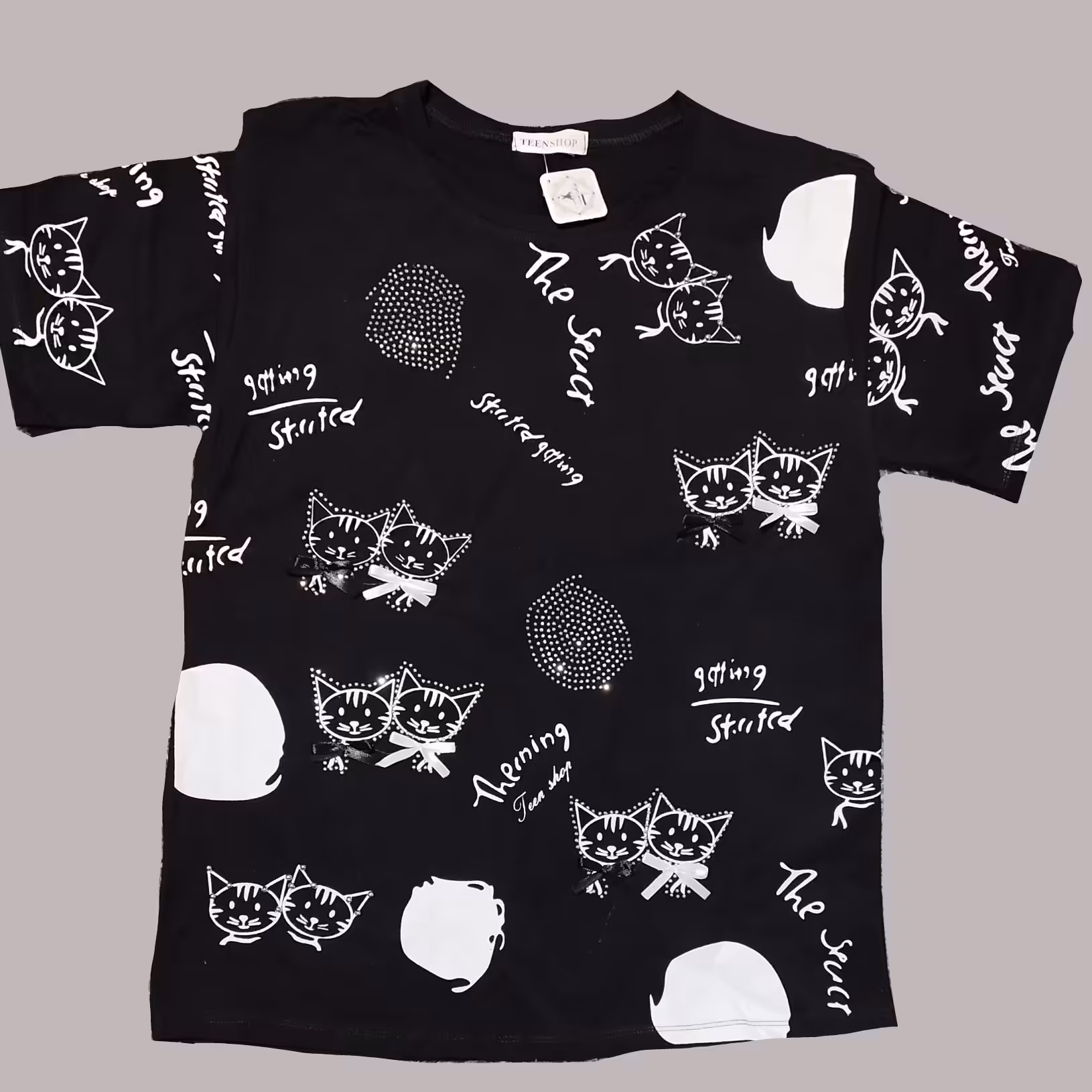 تیشرت  دخترانه نخ پنبه  نگین دار  ارسال رایگان