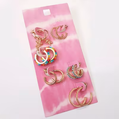 پک شش جفتی گوشواره حلقه طلایی در مدل های مختلف