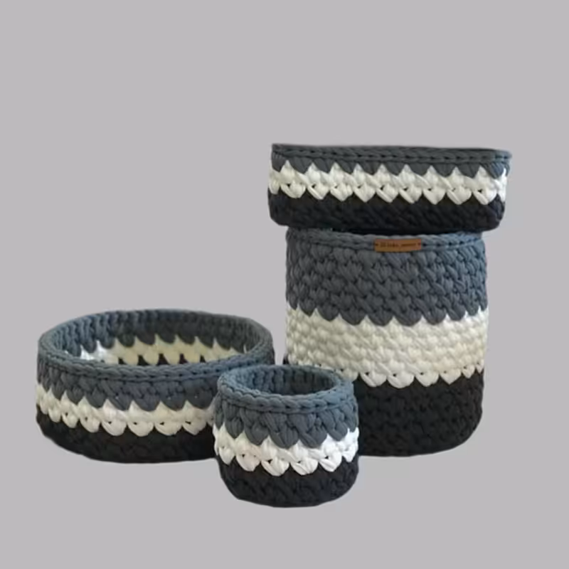 سبد قلاب بافی تریکو طرح کجراه کد 1234 مجموعه 4 عددی