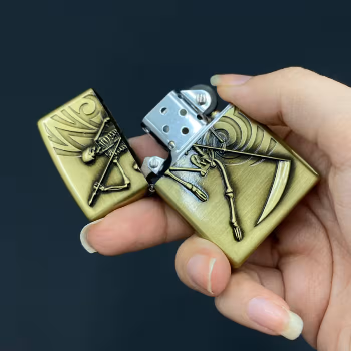 فندک کیانتایی طرح اسکلت سامورایی و چوب دستی کد  832