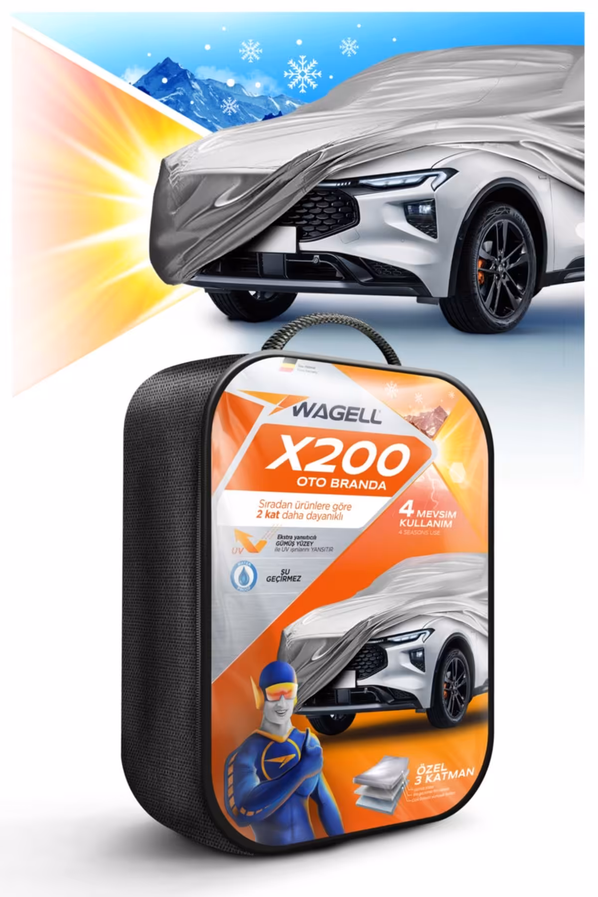 چادر خودرو PEUGEOT 208 برزنت سازگار X200 CAR با پوشش کانال MIFLON Wagell