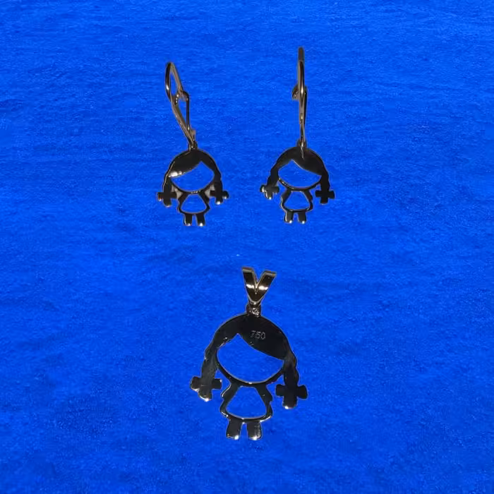 نیم ست نوزادی نقره با روکش طلا عیار 925 عینا طلا 