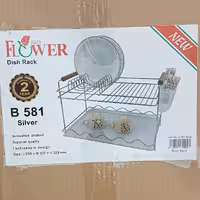 آبچکان یا جا ظرفی دو طبقه استیل دسته چوبی مارک فلاور flower