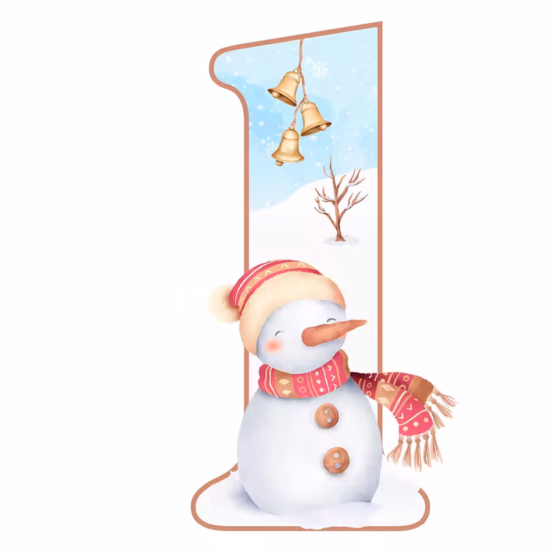 استند رومیزی تولد مدل عدد 1 طرح آدم برفی کد 1011