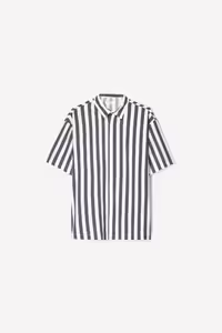 پیراهن / بلوز دکمه دار خاکستری مردانه آستین کوتاه و آرام Bershka