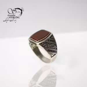 انگشتر نقره مردانه با سنگ عقیق کد 5361