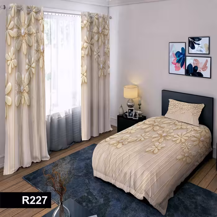 رو تختی یک نفره سه بعدی طرح گل 7