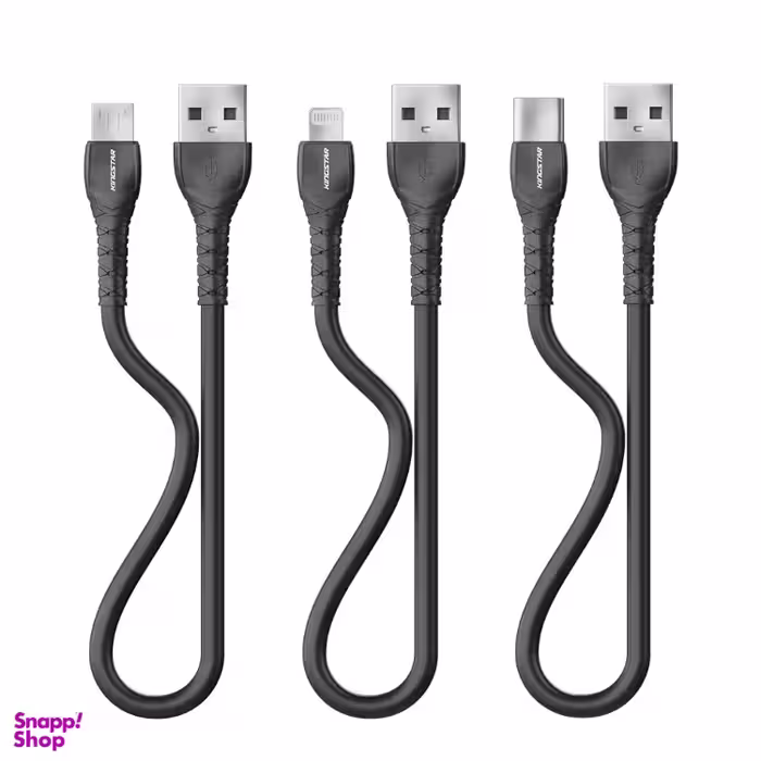 کابل Type-C-Lightning-microUSB کینگ استار کد K520 طول 25 سانتی‌متر مجموعه ۳ عددی