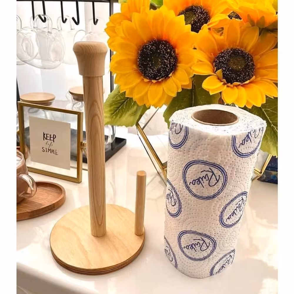 جادستمال کاغذی رولی چوبی همراه با دستمال