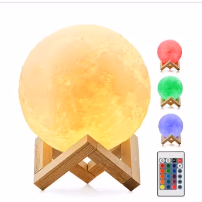 آباژور کره ماه16رنگ کنترل دار-چراغ خواب کره ماه-چراغ خواب فانتزی