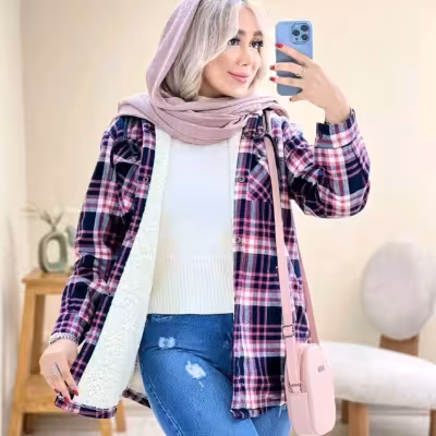 مانتو بافت پشمی مدل شکت کلاهدار داخل ببعی