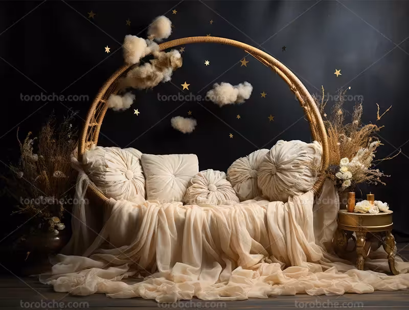 بک دراپ عکاسی کودک با ستاره و گلدان | گرافیک با طعم تربچه