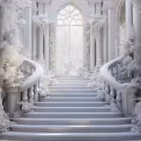 بک دراپ عکاسی عروس و داماد با گلهای سفید | گرافیک با طعم تربچه