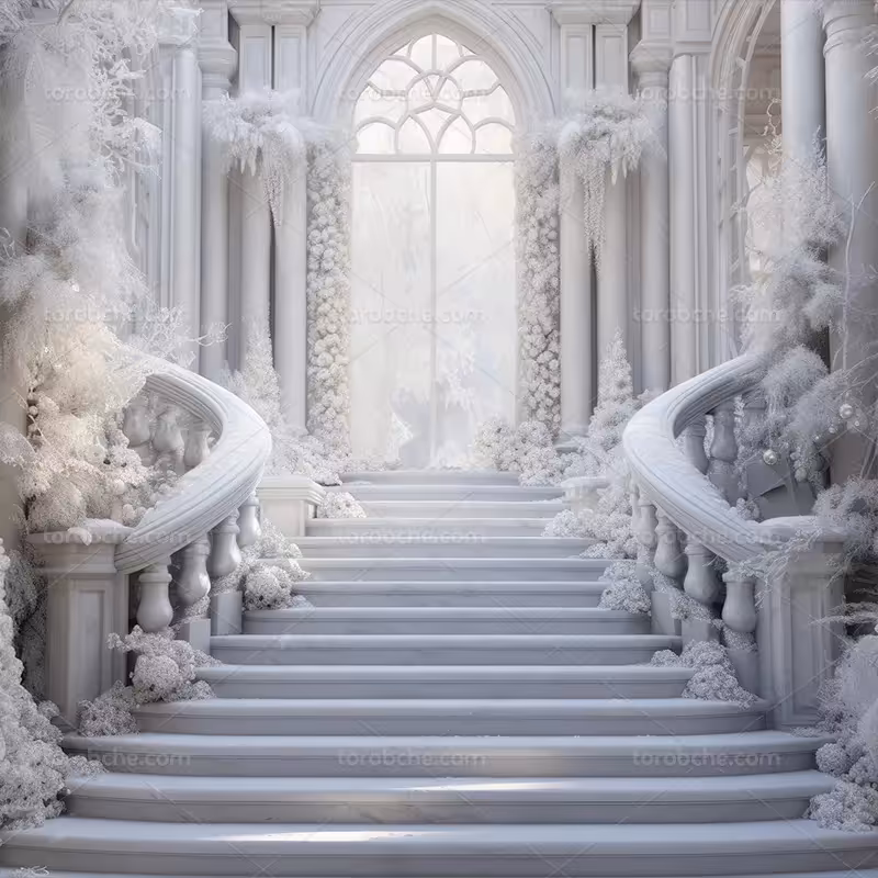 بک دراپ عکاسی عروس و داماد با گلهای سفید | گرافیک با طعم تربچه