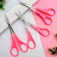 قیچی ابرو سر صاف  دسته صورتی