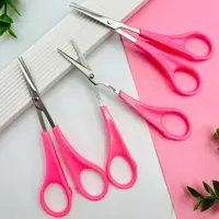 قیچی ابرو سر صاف  دسته صورتی