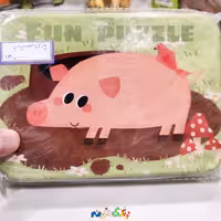 اسباب بازی پازل  چوبی جعبه فلزی طرح حیوانات مزرعه 