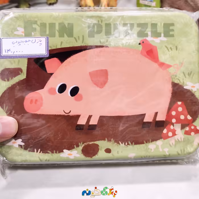 اسباب بازی پازل  چوبی جعبه فلزی طرح حیوانات مزرعه 