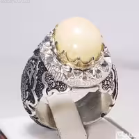 انگشترفاخرونفیس اوپال شیری 8 قیراطی کلکسیونی