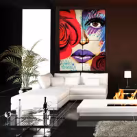 تابلو شاسی چهار تکه طرح صورت گرافیتی کد 111 سایز 60x80 سانتیمتر