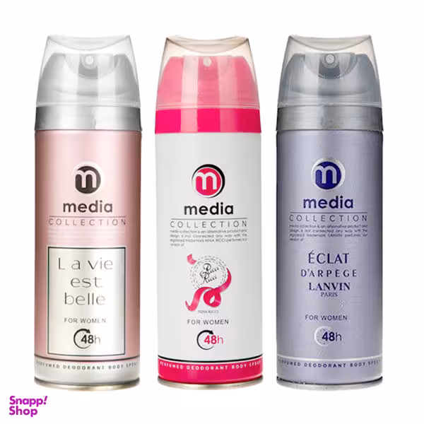اسپری خوشبو کننده بدن زنانه مدیا (Media) مدل Mw3 حجم 200 میلی لیتر مجموعه 3 عددی