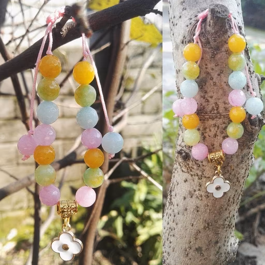 دستبند سنگ جید با پلاک ون کلیف