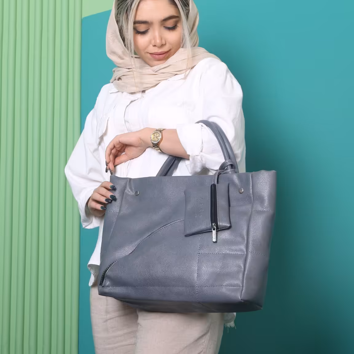 کیف زنانه زیپ کج دررنگ بنذی