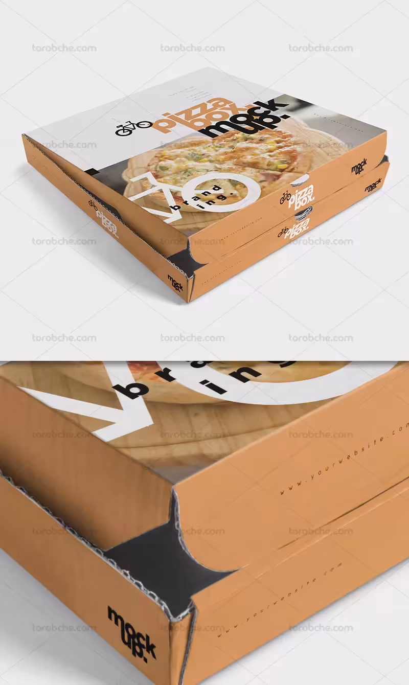 موکاپ جعبه پیتزا مربع | گرافیک با طعم تربچه