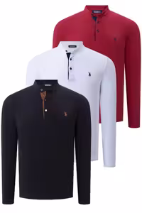 سویشرت سفید مردانه Triple Set V4009 's Sweatshirt مشکی Claret Red Dewberry