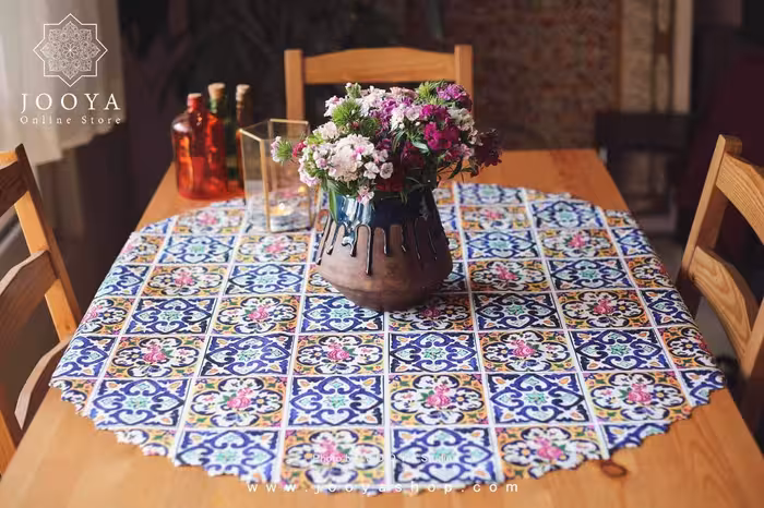 رومیزی مخمل گرد گلستان