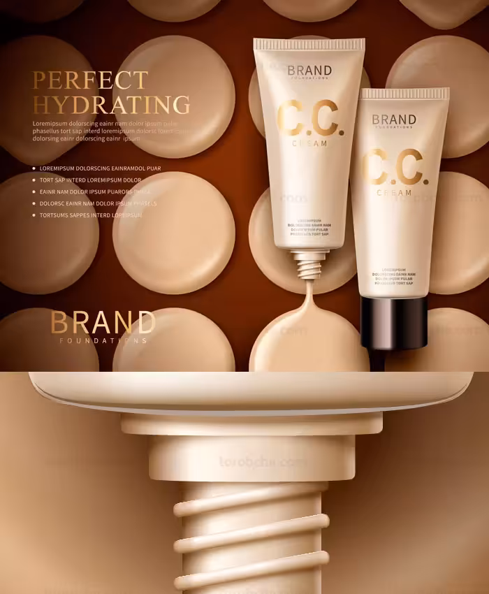 وکتور لایه باز پوستر تبلیغاتی کرم آبرسان پوست - گرافیک با طعم تربچه