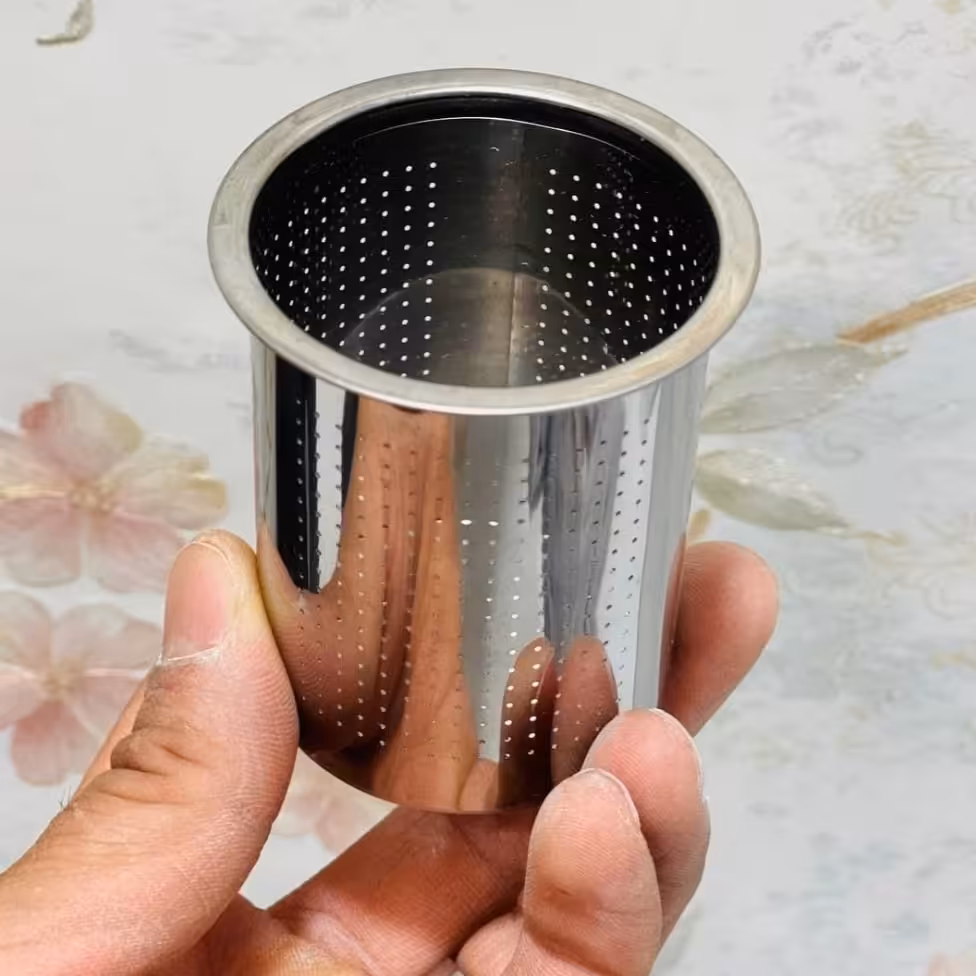 صافی قوری استیل استوانه سایز 7 در 6 تک رنگ از جنس استیل